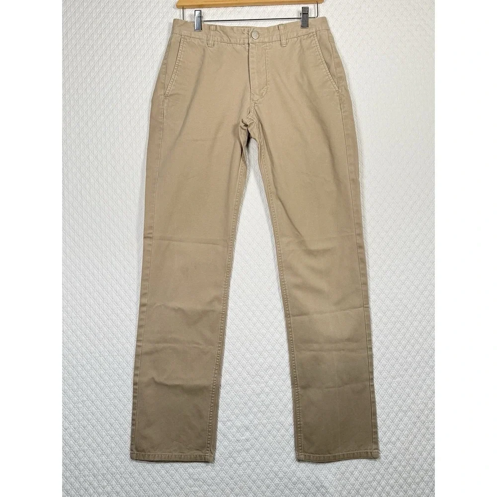Bonobos Slim Straigh Chinos Pants Men 29x31.5 Tan Casual Preppy Golf Office Flaw